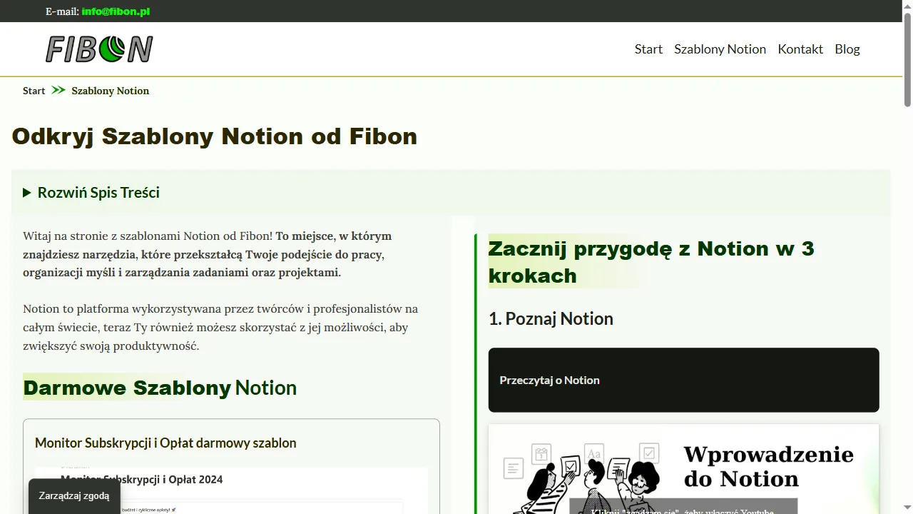 fibon.pl - Notion Templates for Planning and Productivity screenshot