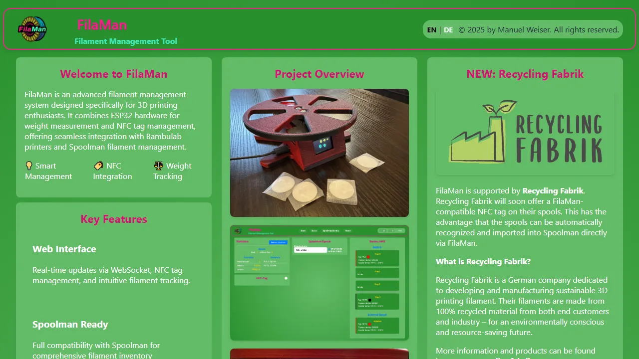 filaman.app - Filament Management Tool Open Source Solution screenshot