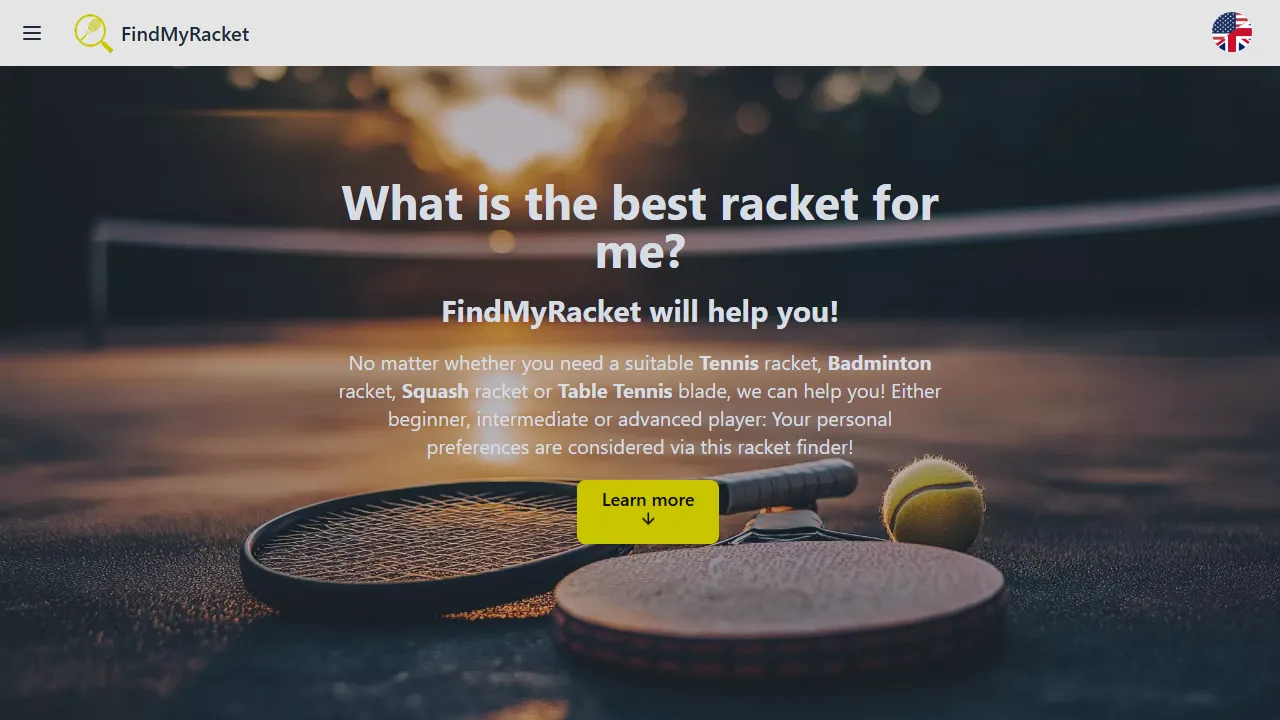findmyracket.com - Tennis Racket Recommendation Engine for Players screenshot