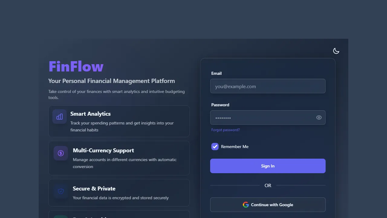 finflow2.vercel.app - Personal Finance App - Financial Plan Advisors screenshot