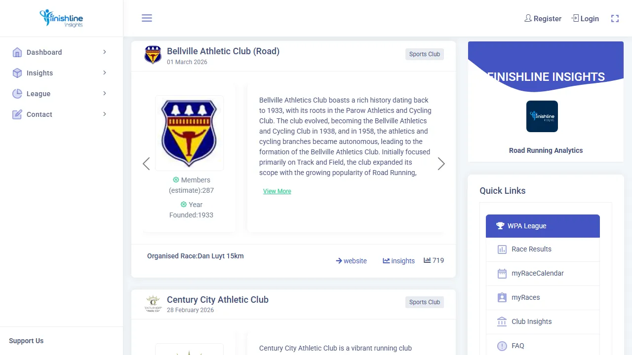 finishlineinsights.com - Free Running Race Analytics and Insights screenshot