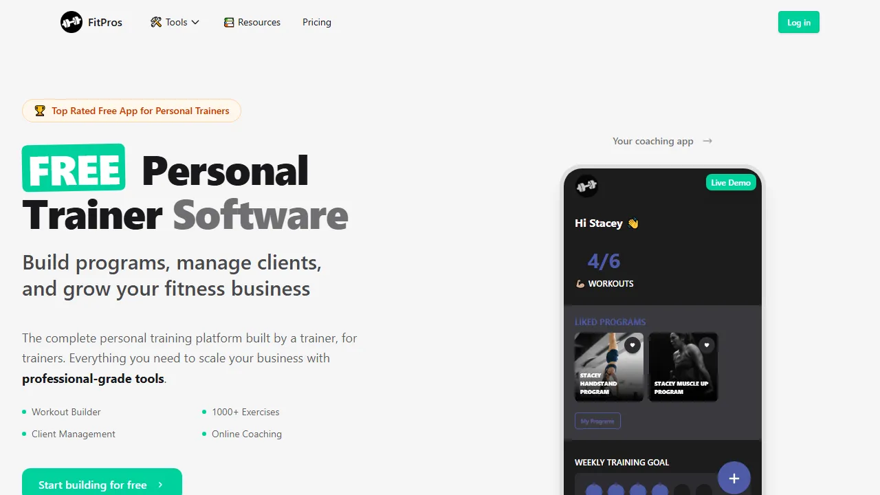 fitpros.io - Free Gym Website Template For Personal Trainers screenshot