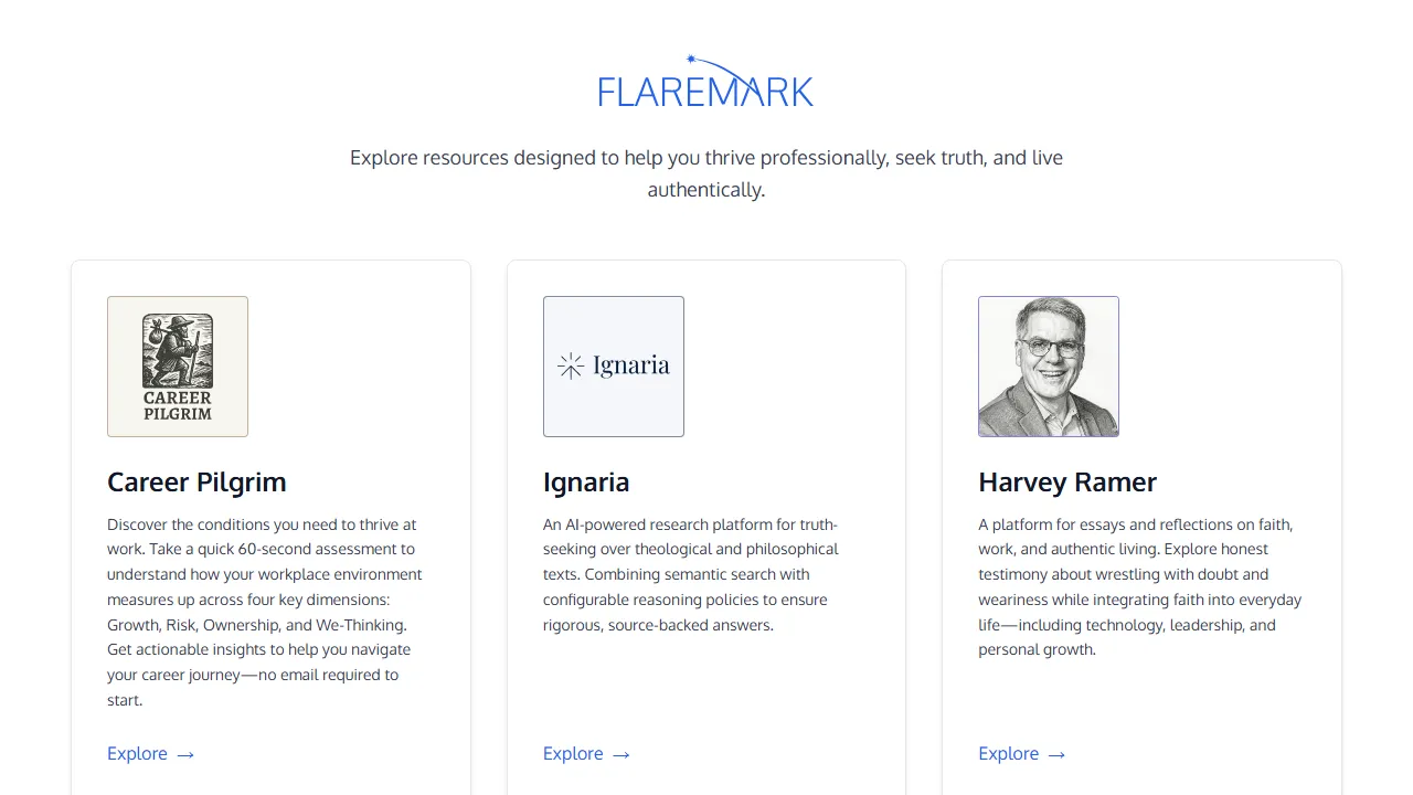 flaremark.com - Software for Purpose Connection and Community screenshot