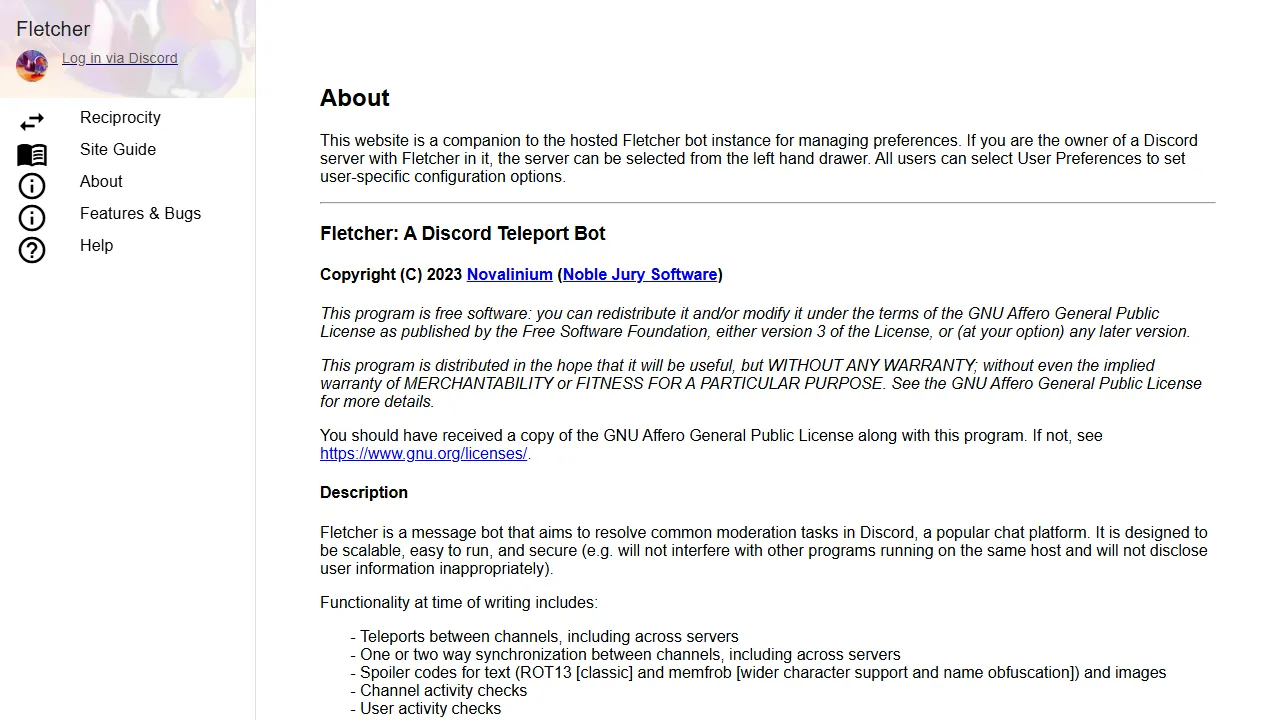 fletcher.fun - Discord Chatbot for Community Management screenshot