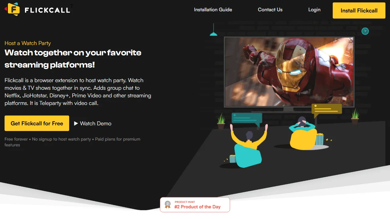 flickcall.com - Watch Party Extension with Live Chat screenshot