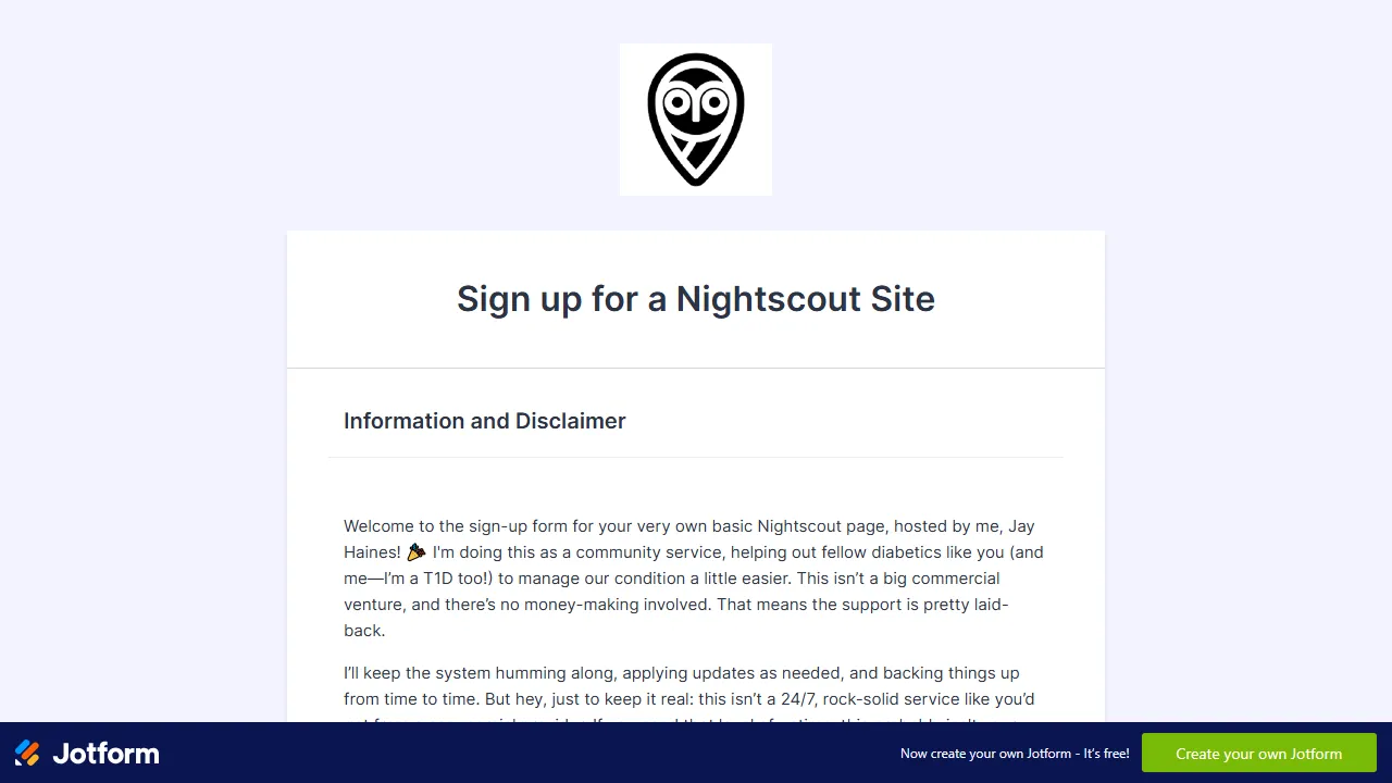 form.jotform.com - Health Data Visualization Tool for Nightscout screenshot