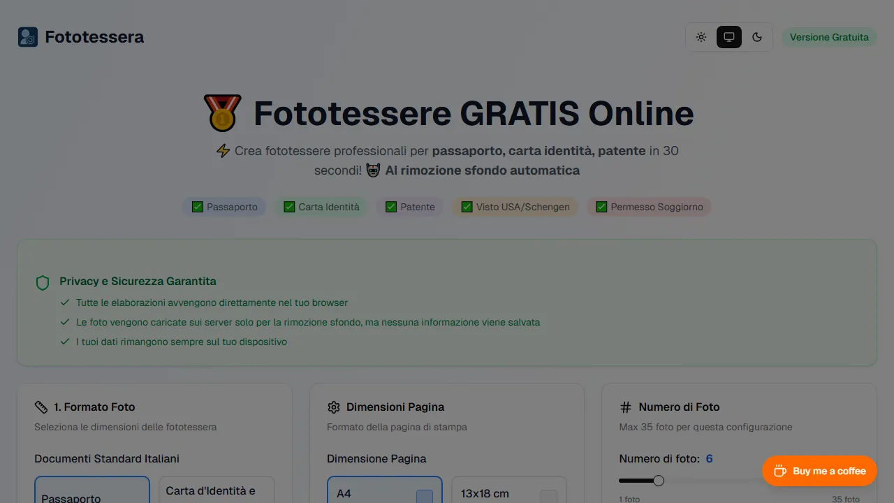 fototessera.bynav.it - Online Photo Editor and Tool screenshot