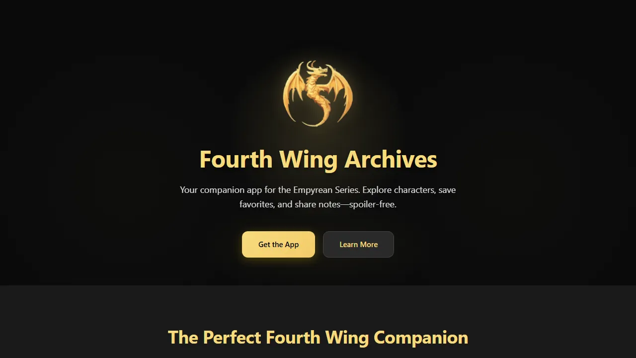 fourthwingarchives.com - Reading Companion App for Book Series screenshot