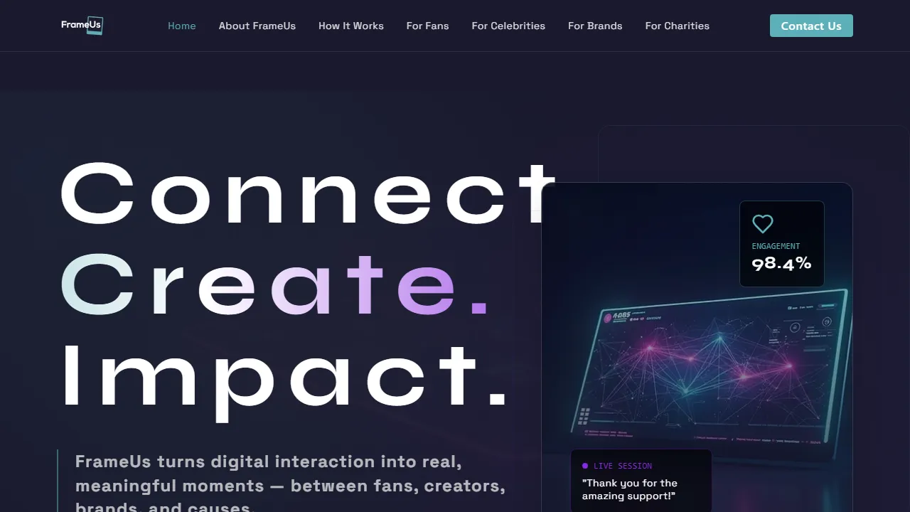frameus.app - Celeb Shoutout App Connecting Fans and Celebrities screenshot