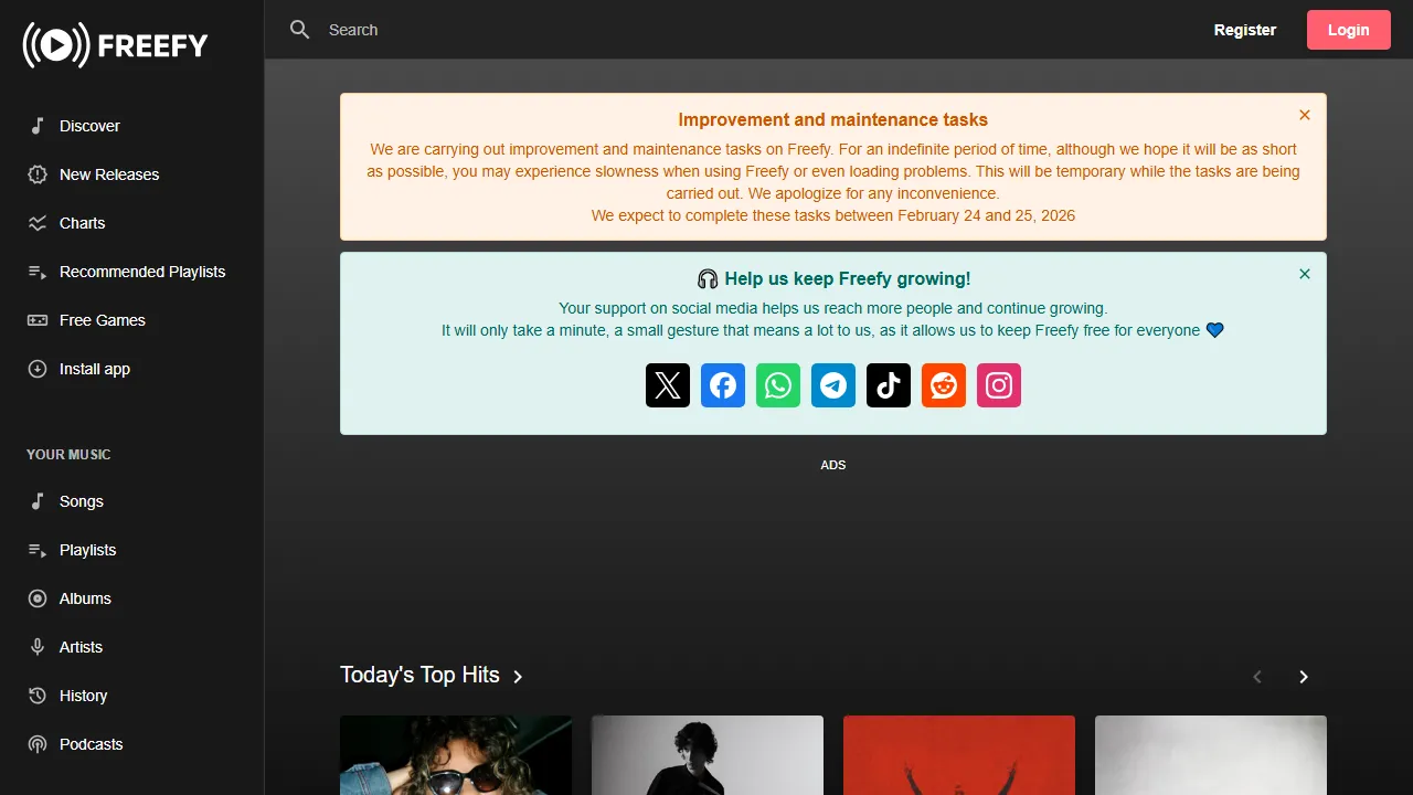 freefy.app - Free Music Streaming Platform screenshot