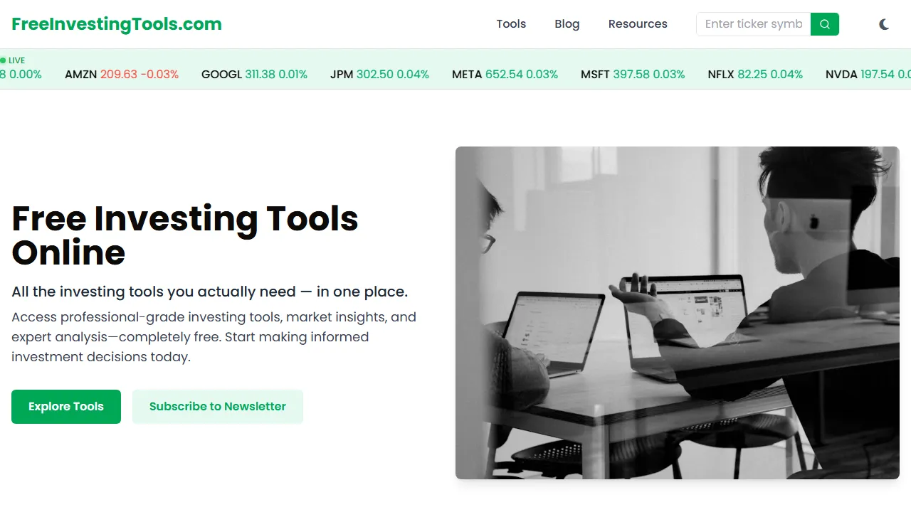 freeinvestingtools.com - Meta Stock Software - Investment Stock Analysis screenshot
