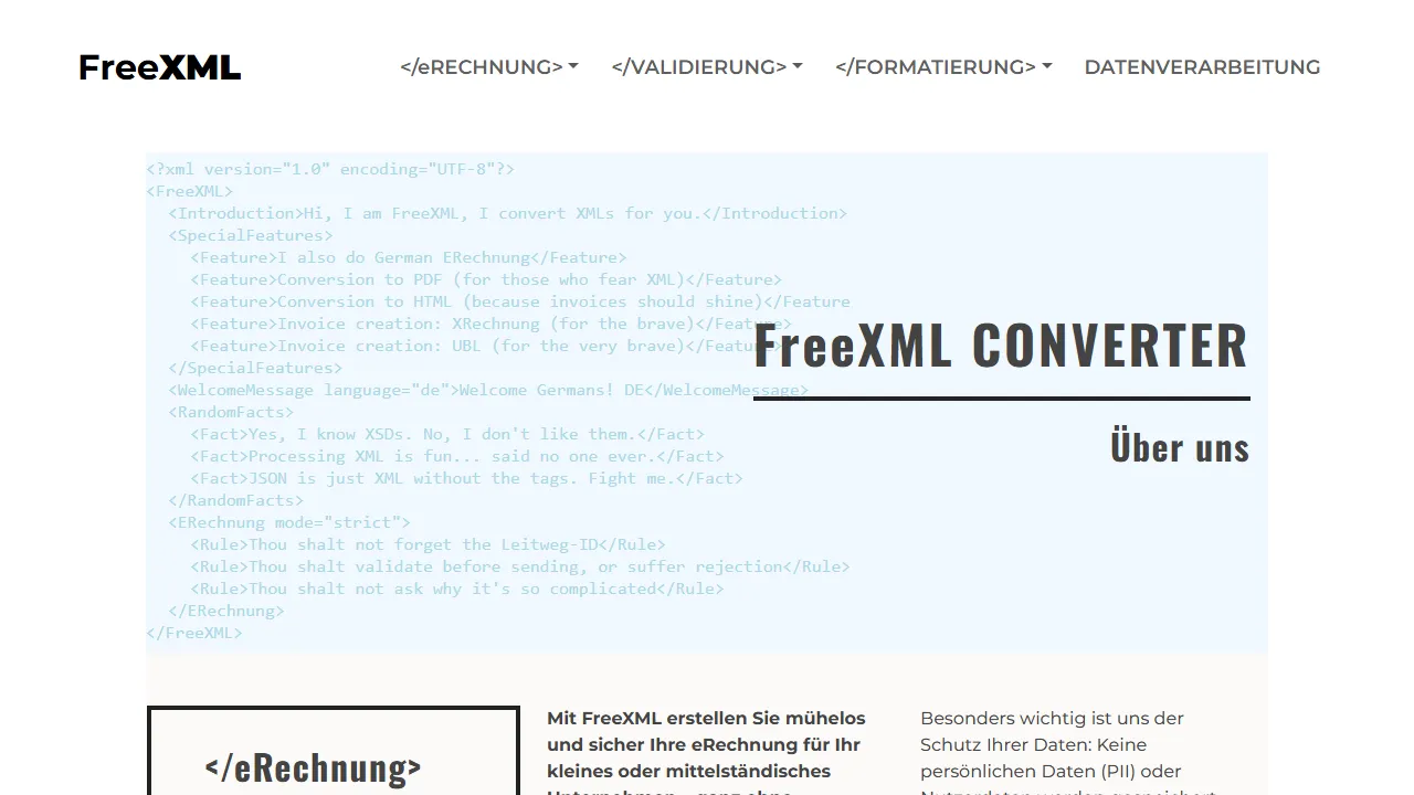 freexml.app - Free Online Invoice Generator Tool screenshot