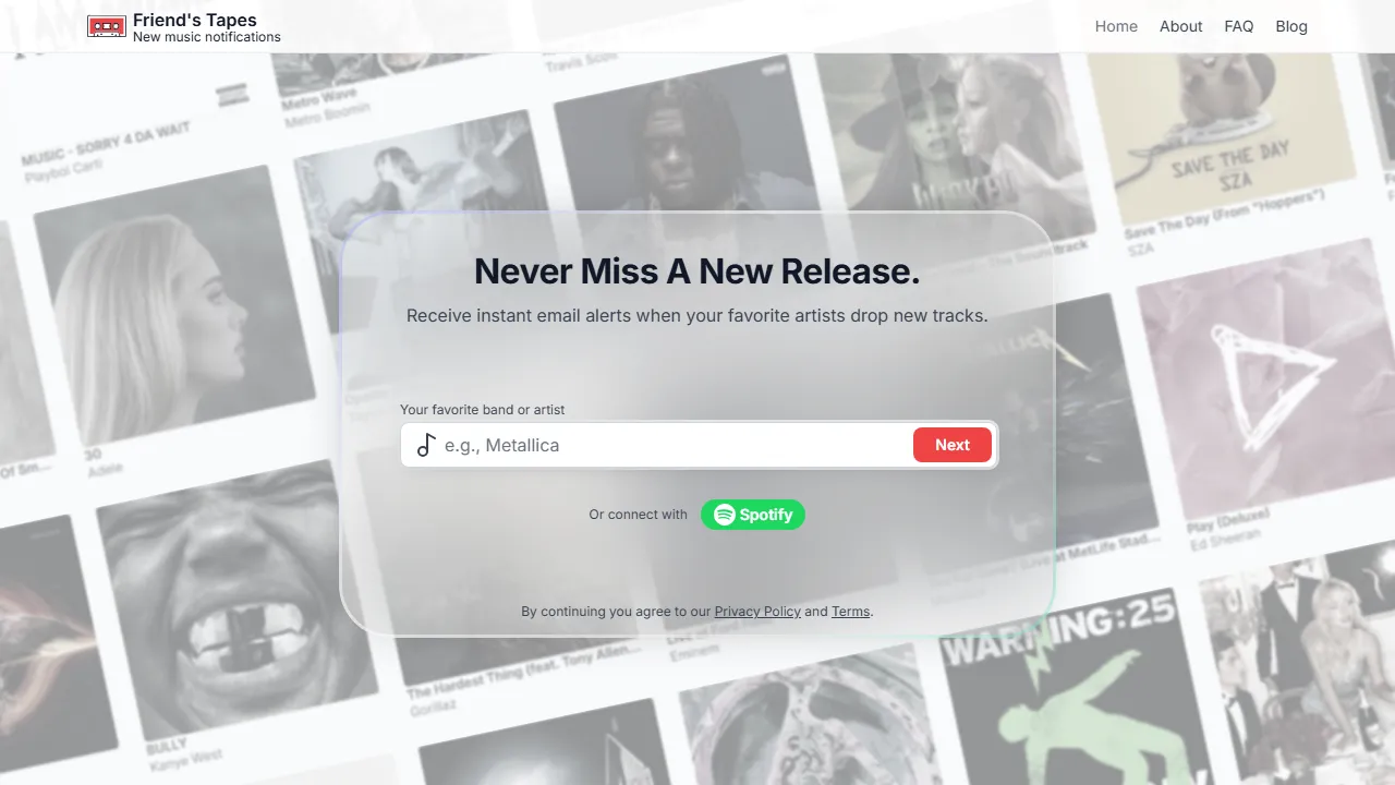 friendstapes.com - Share Spotify Playlist and Apple Music Playlists screenshot