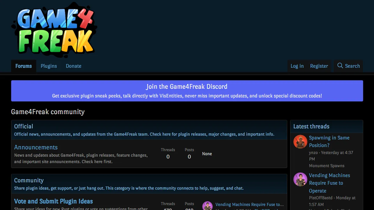 game4freak.io - Rust Game Mods and Plugins Download screenshot