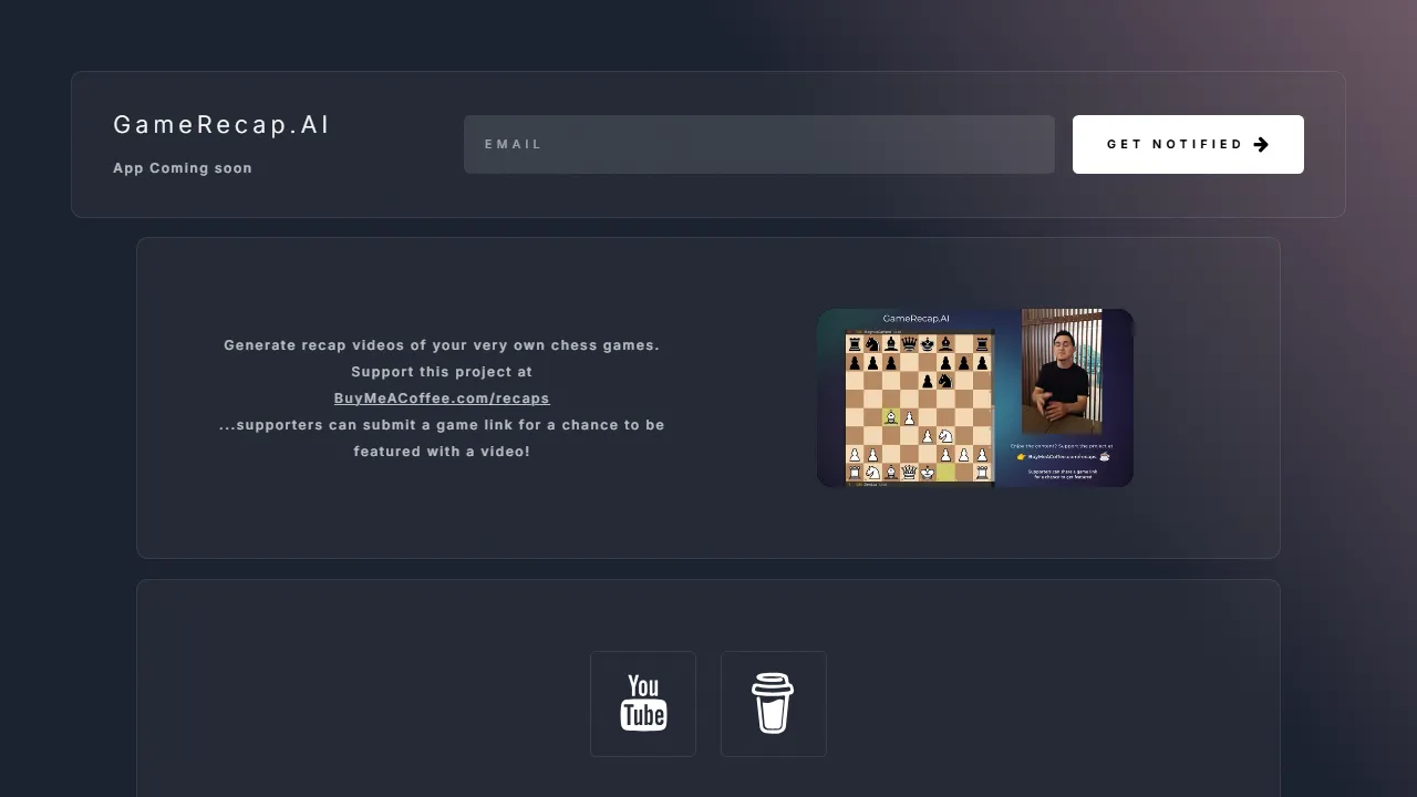 gameRecap.AI website screenshot