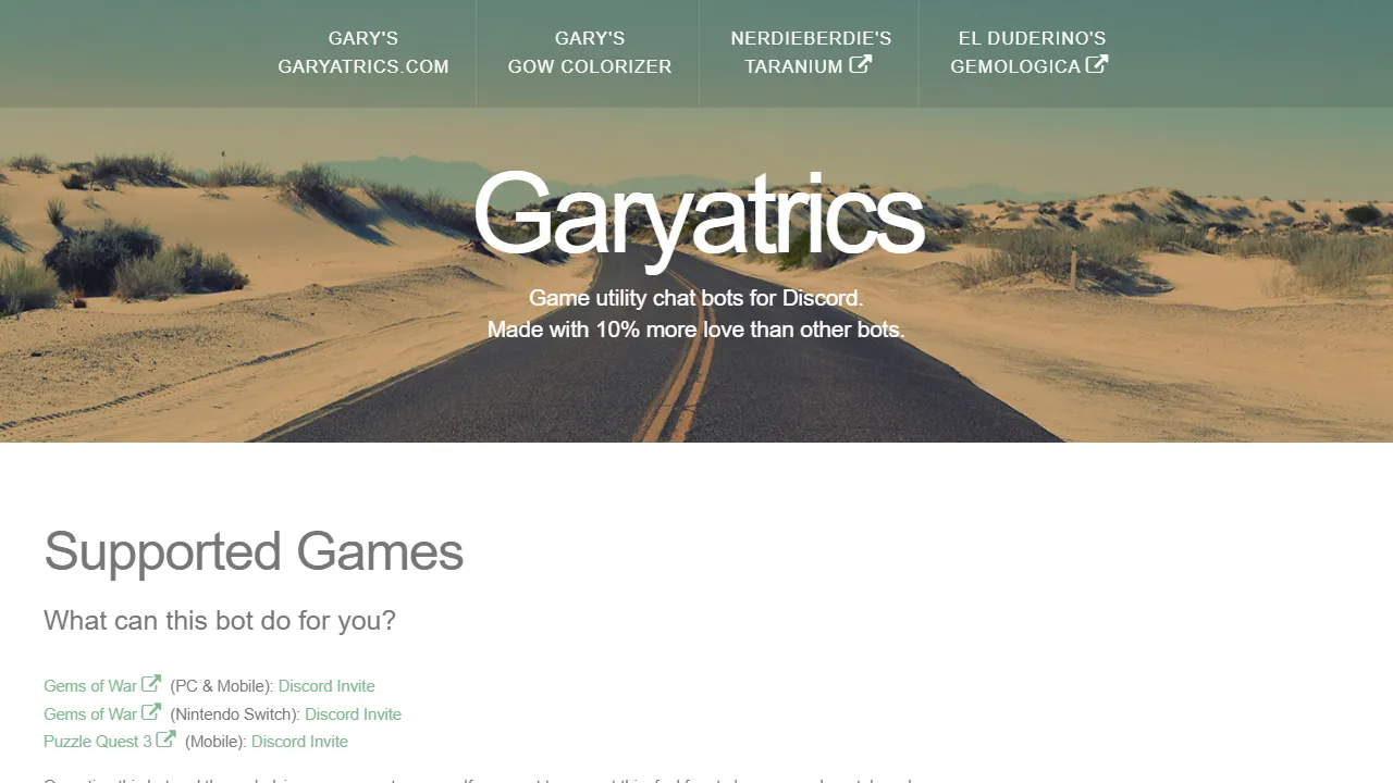 garyatrics.com - Free Discord Bot Hosting and Support screenshot