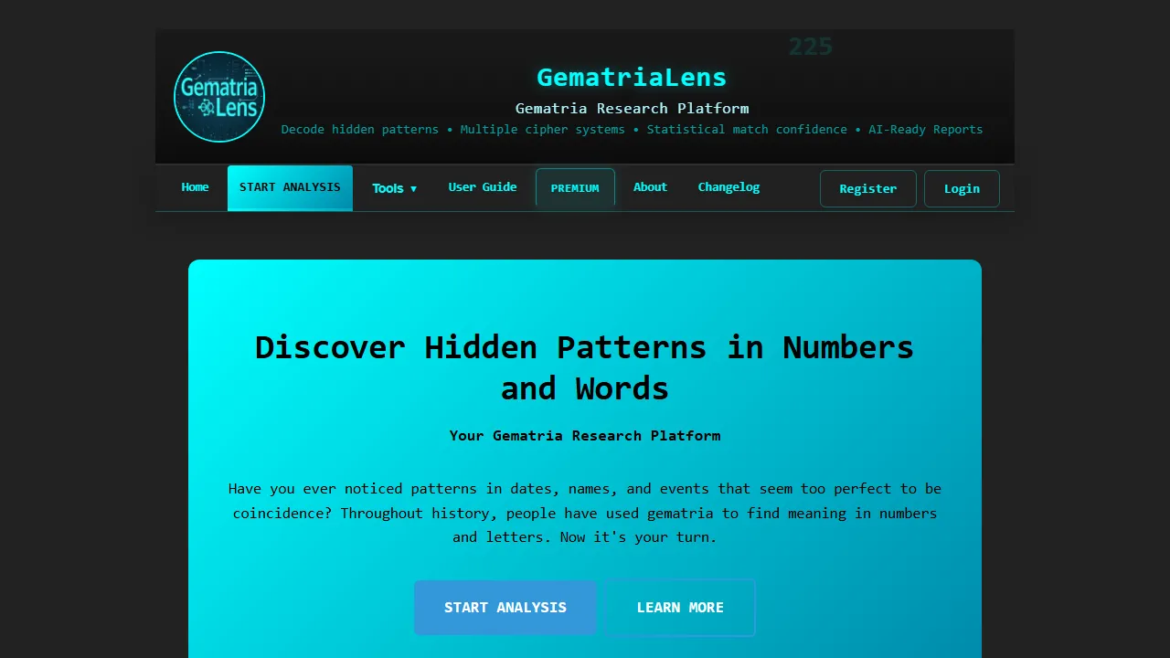 gematria.codes - Gematria Analysis Tool Online screenshot