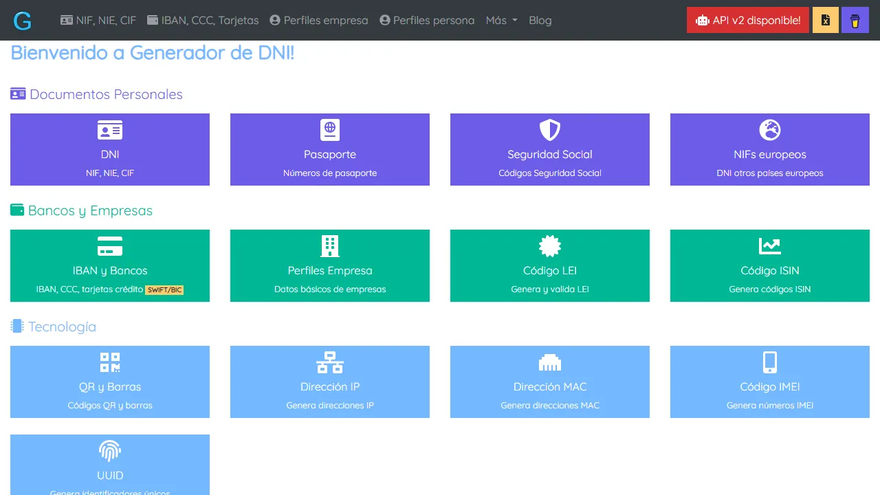 generadordni.es - DNI Generator - Online Tool screenshot