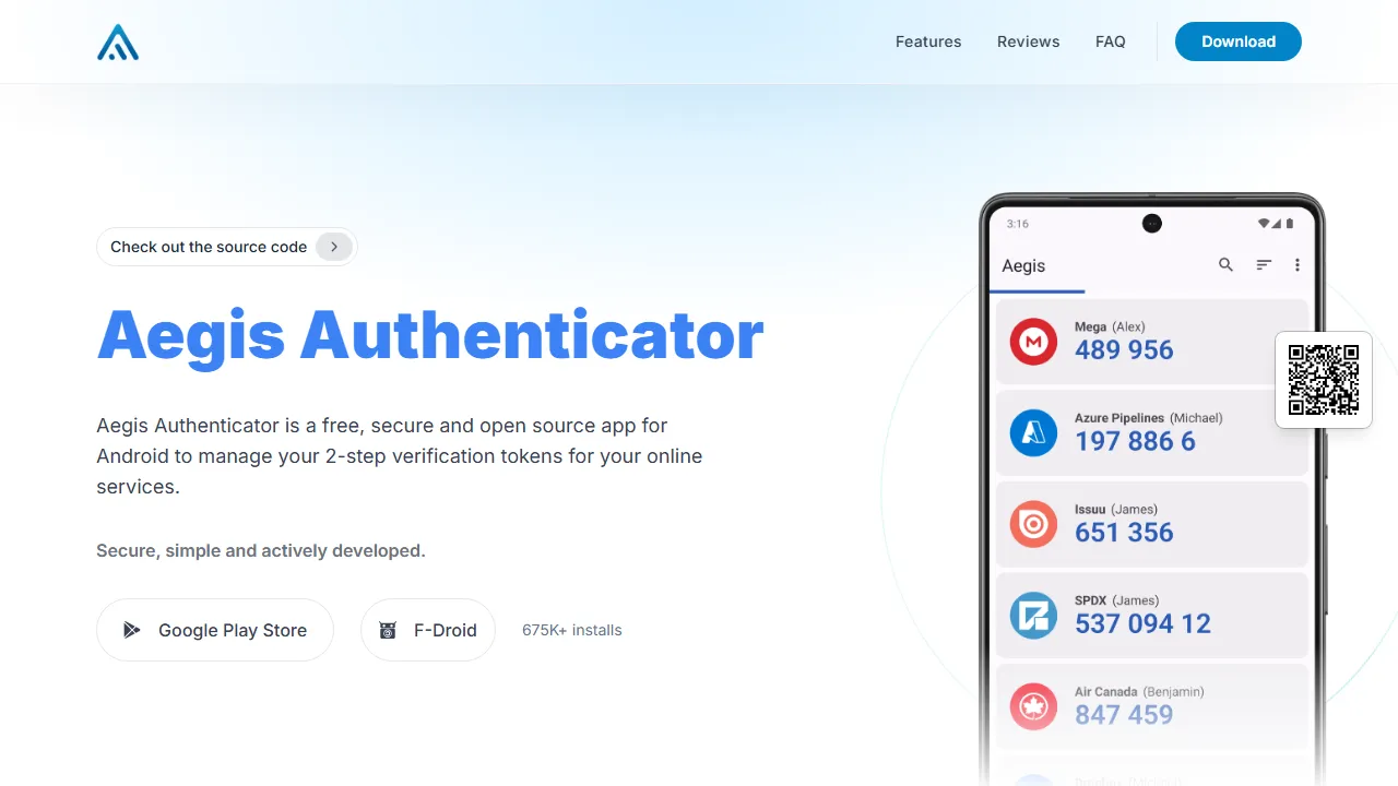 getaegis.app - Open Source Two Factor Authenticator screenshot