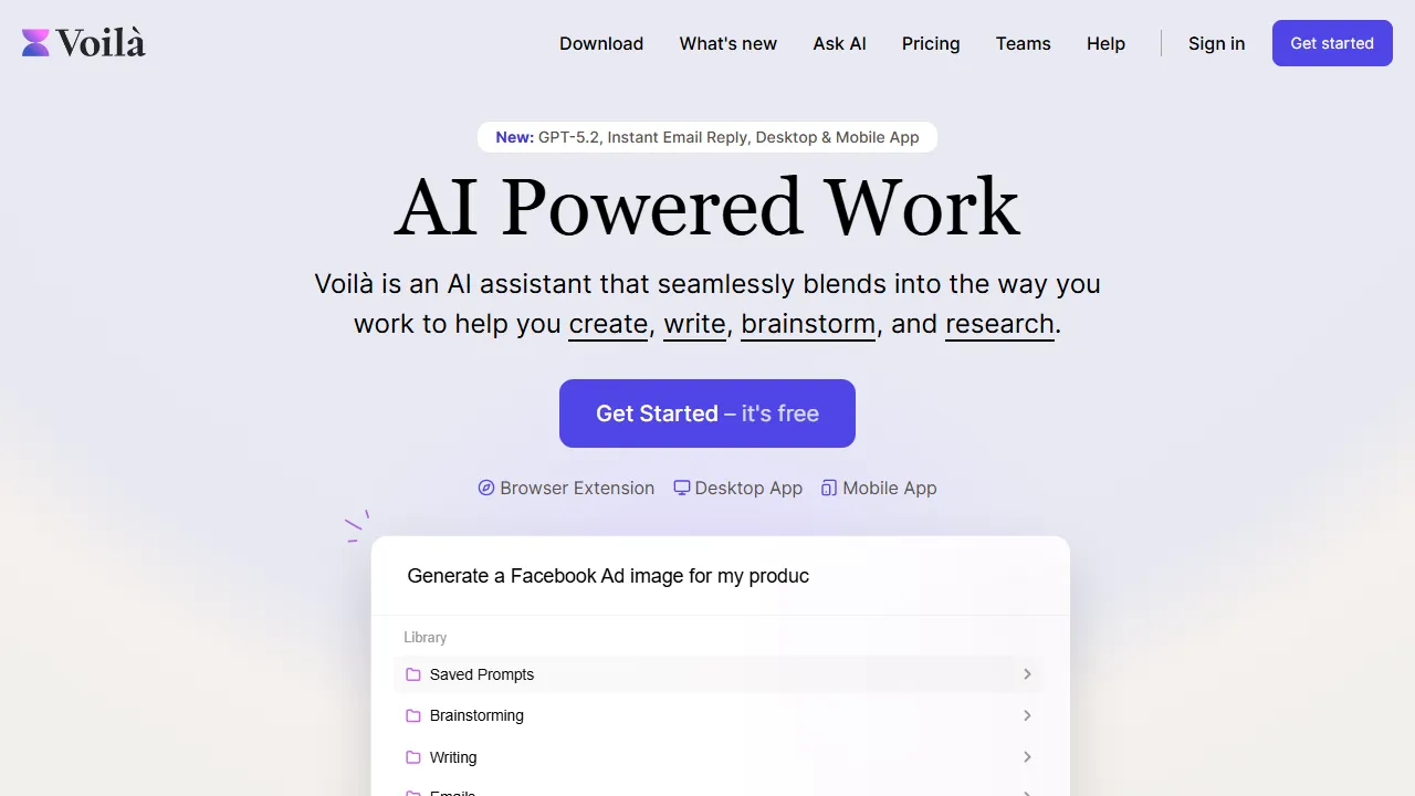 getvoila.ai - AI Writing Assistant for Content Creation screenshot