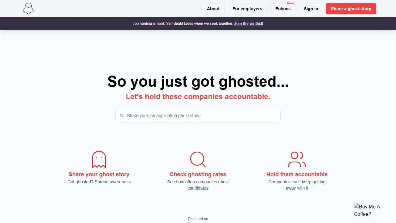 ghostedd.com - Anonymous Company Reviews Platform Online screenshot
