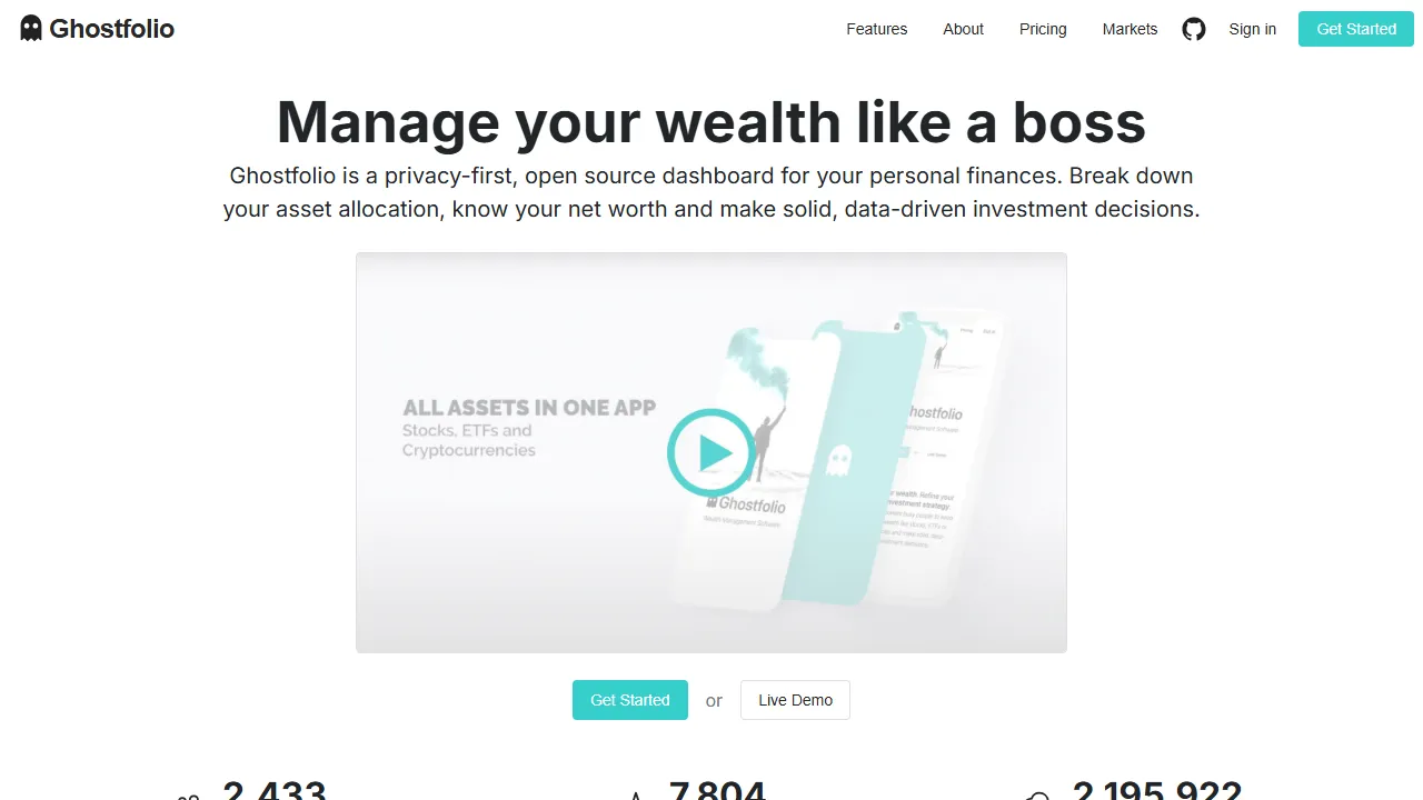 ghostfol.io - Open Source Wealth Management Application screenshot