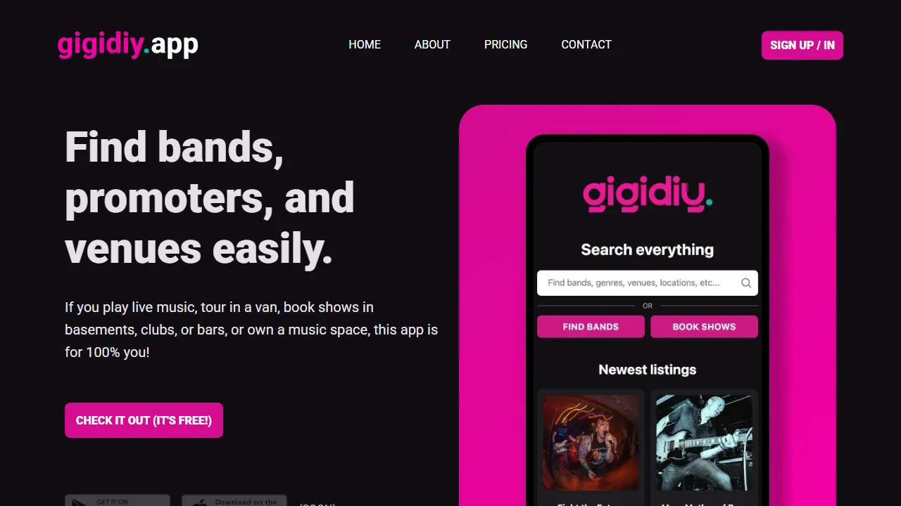gigidiy.app - DIY Music Event Management Platform screenshot