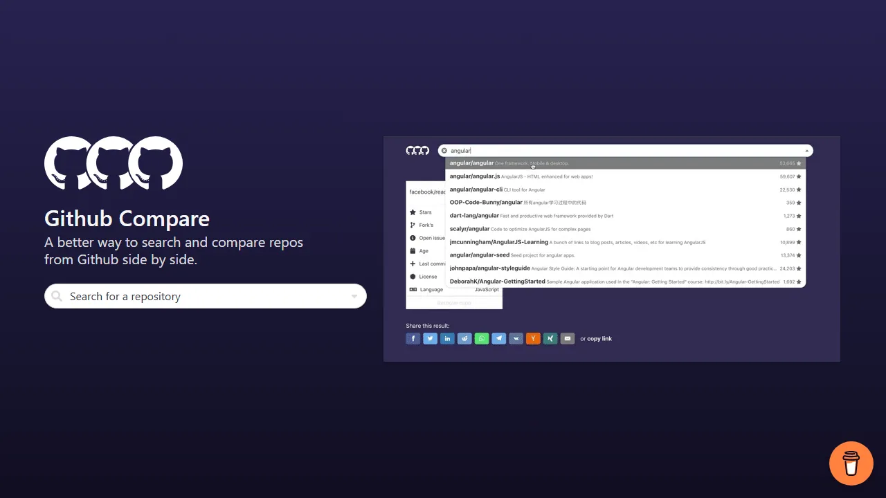 githubcompare.com - Free Tool to Compare Code Online screenshot