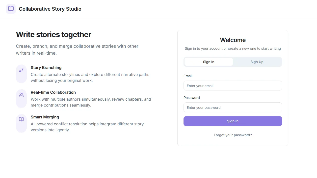 gitwrite.live - Collaborative Story Writing Platform With Branching Narratives screenshot