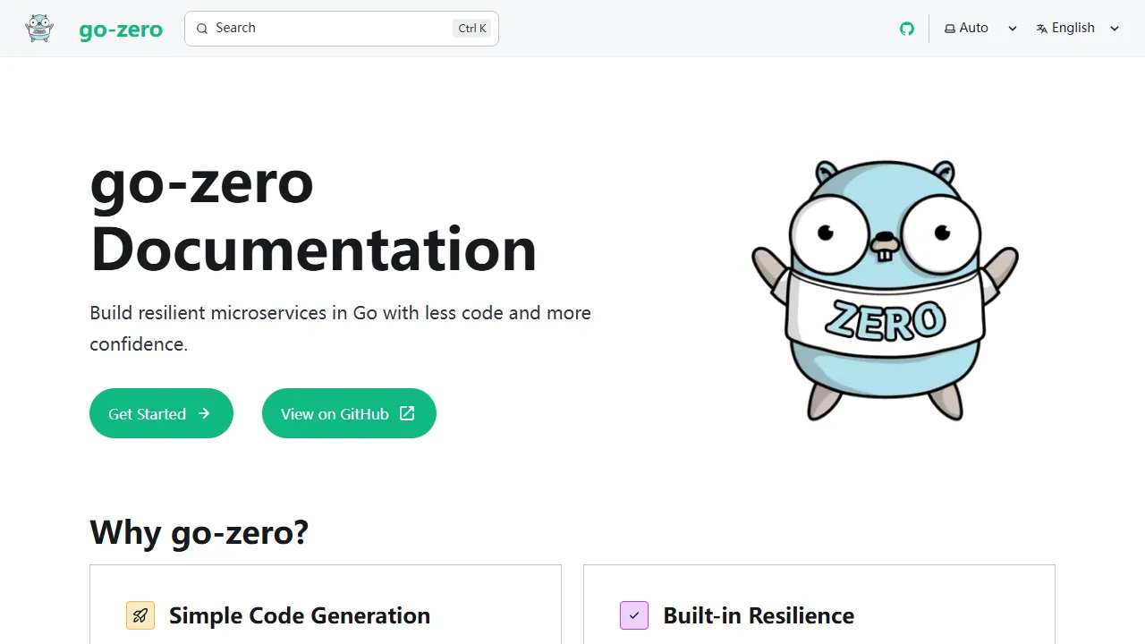 go-zero.dev - Open Source API Framework Project screenshot