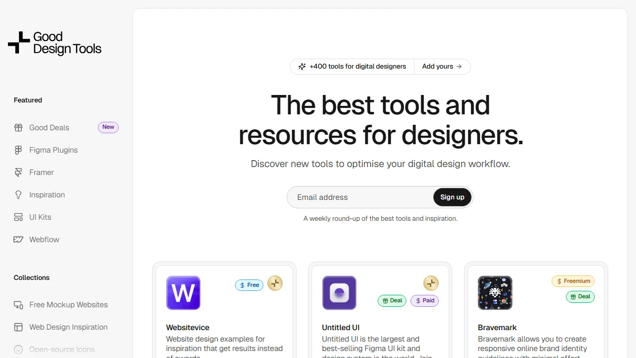 gooddesign.tools - Online Design Tool Resource Directory screenshot