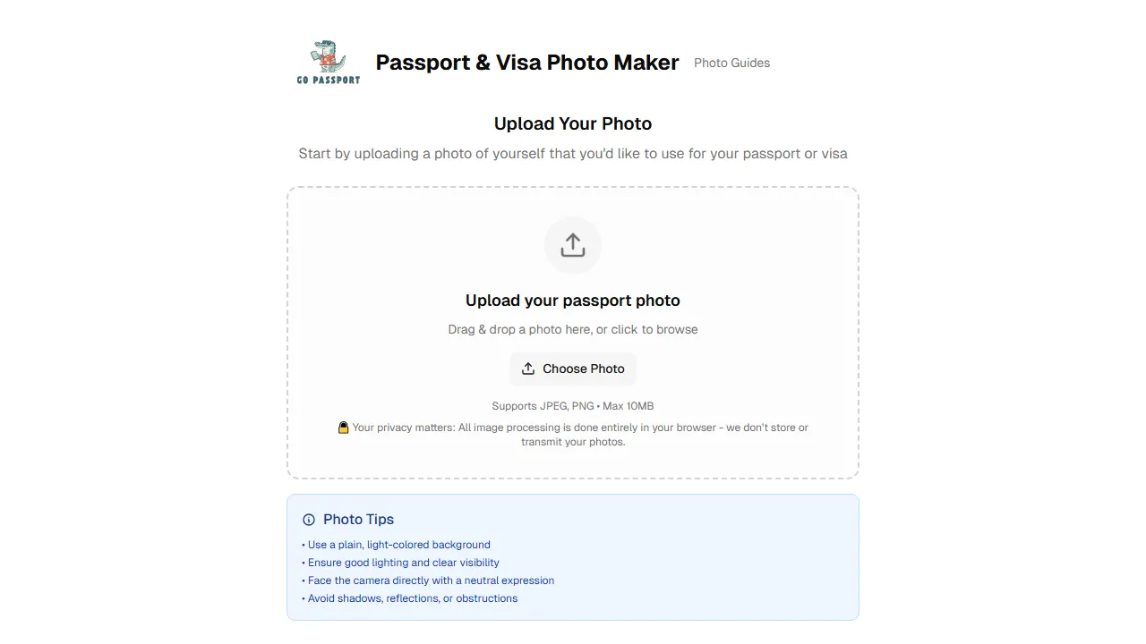 gopassport.photos - Passport Size Photo Maker Online Free screenshot