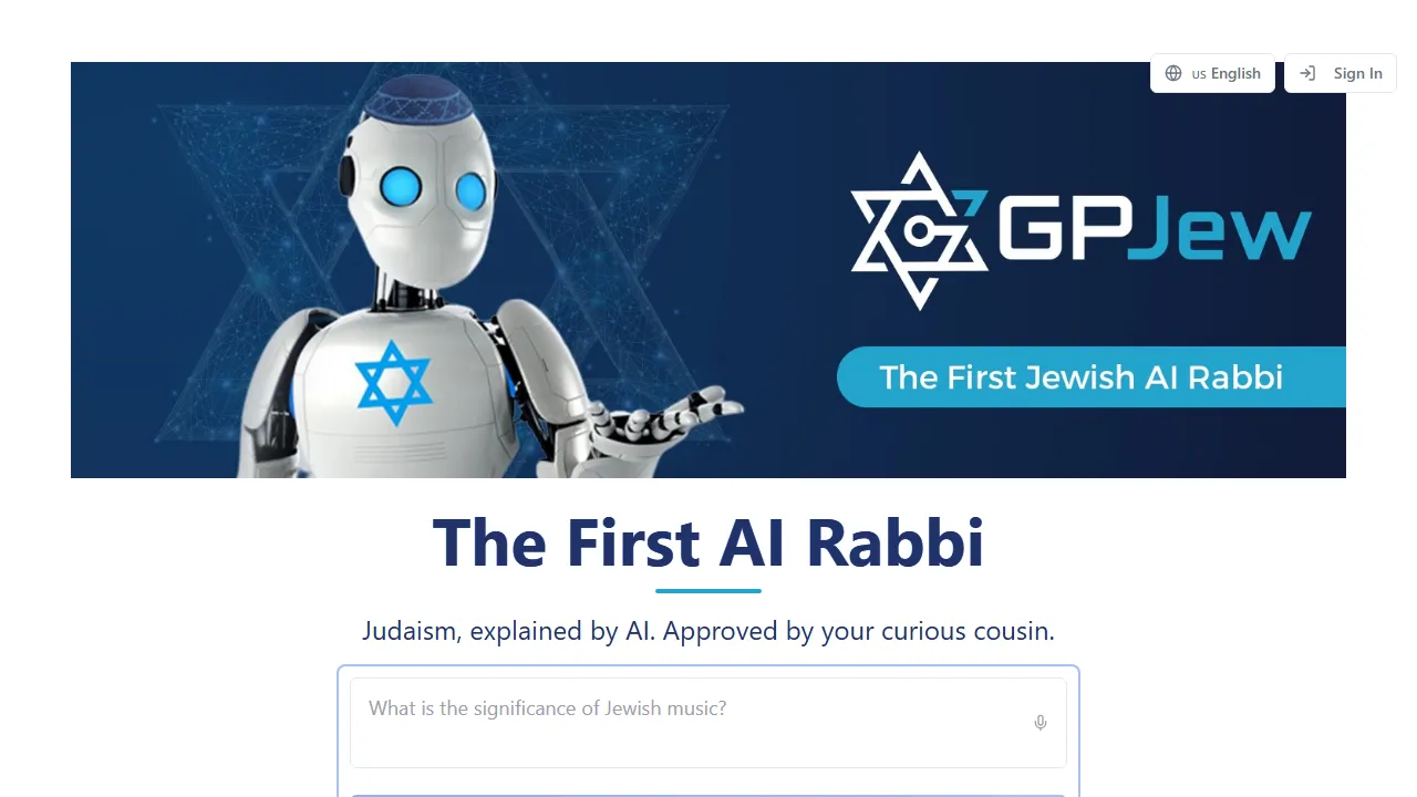 gpjew.com - AI Chatbot Answers Jewish Questions Online screenshot
