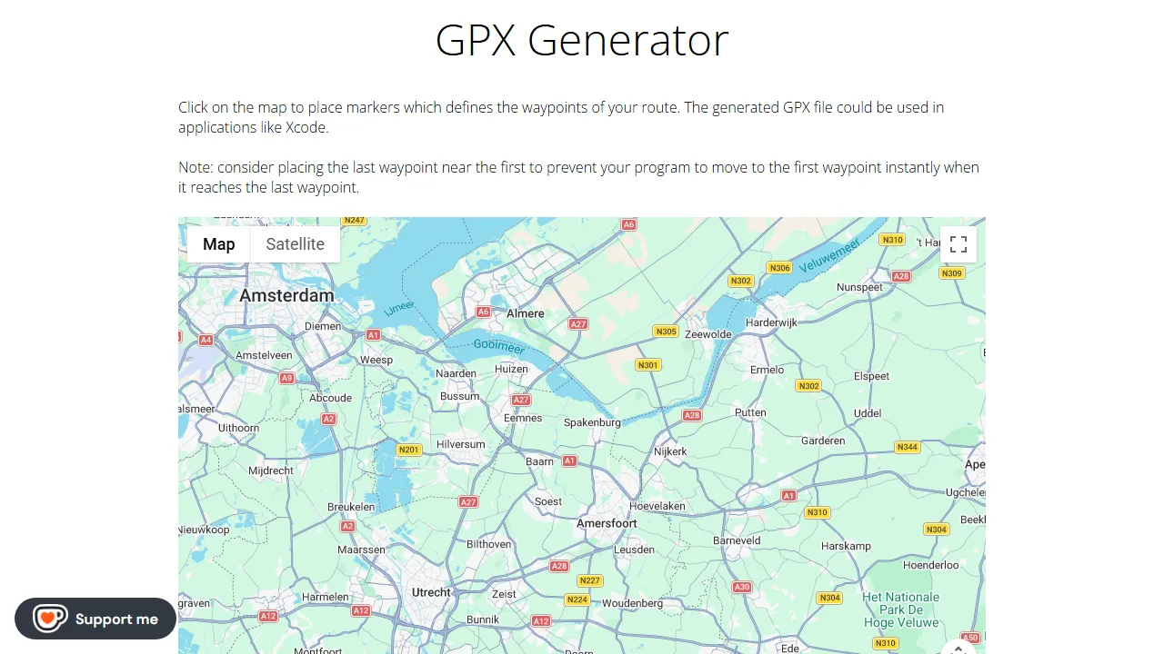 gpxgenerator.com - Free GPX File Generator Online screenshot