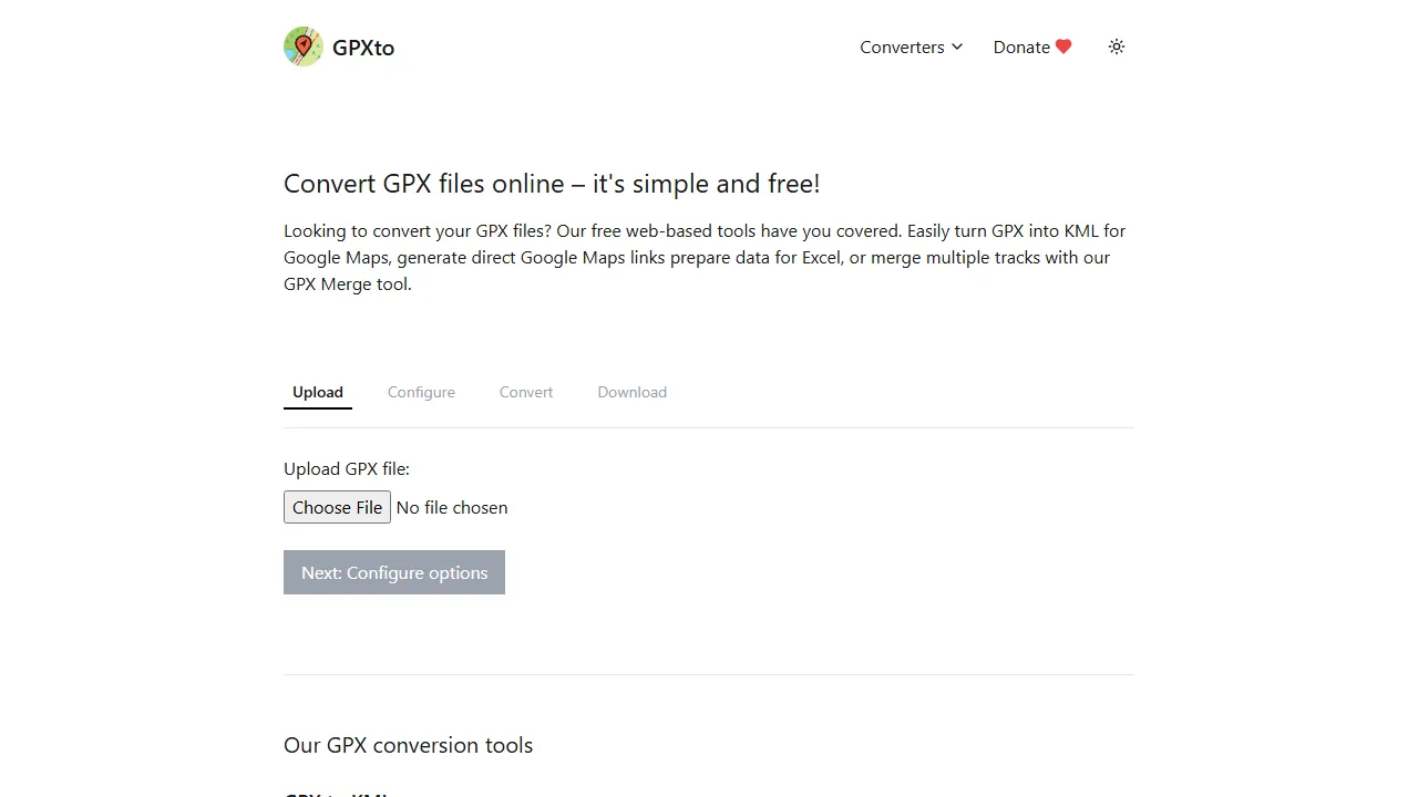 gpxto.com - Convert GPX KML KMZ Files Online screenshot