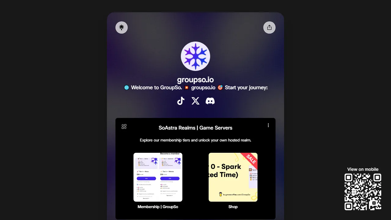 groupso.io - High-Performance Game Server Hosting Solution screenshot