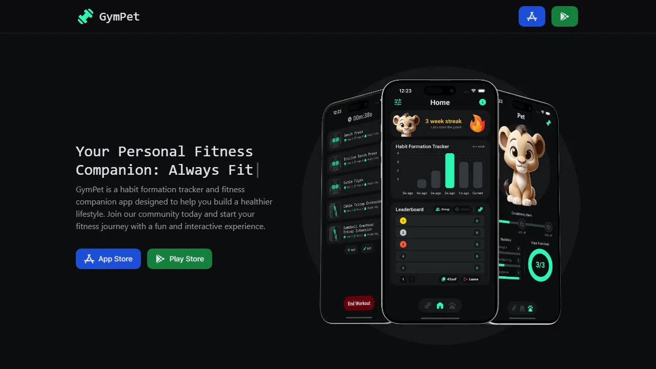 gympet.app - Support the Fitness Tracking App screenshot