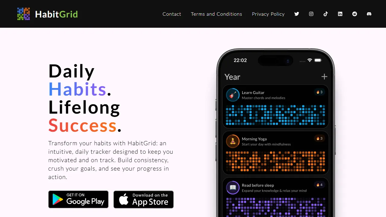 habitgrid.net - Habit Tracker App - Track Habits Daily screenshot