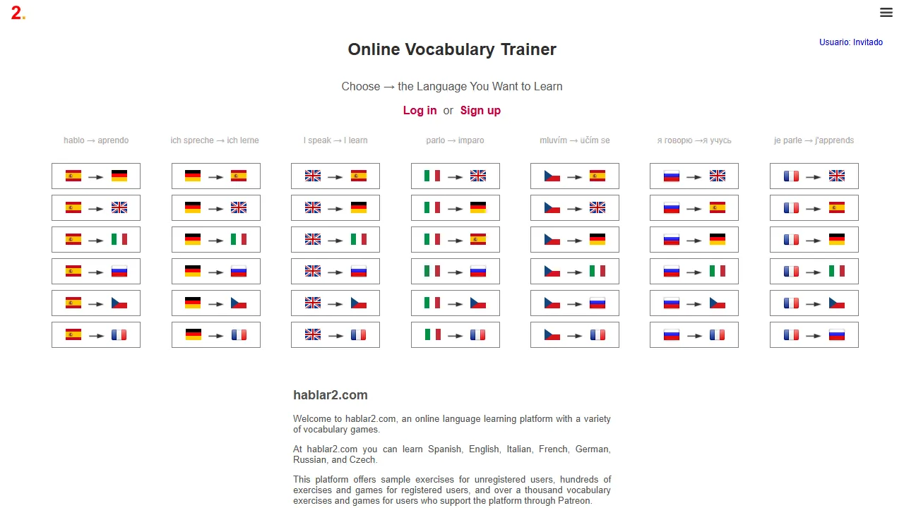 hablar2.com - Learn English and Other Languages Online screenshot