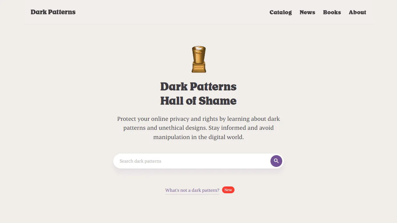 hallofshame.design - Dark Pattern Library Examples and Resources screenshot