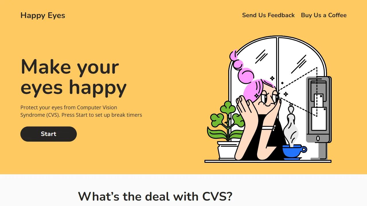 happyeyesapp.com - Web App to Prevent Eye Strain screenshot