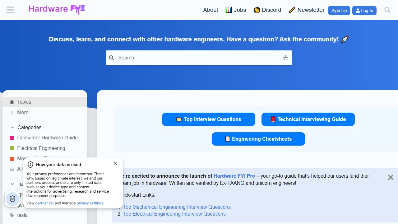 hardwareinterviews.fyi - Interview Preparation for Technical Roles screenshot