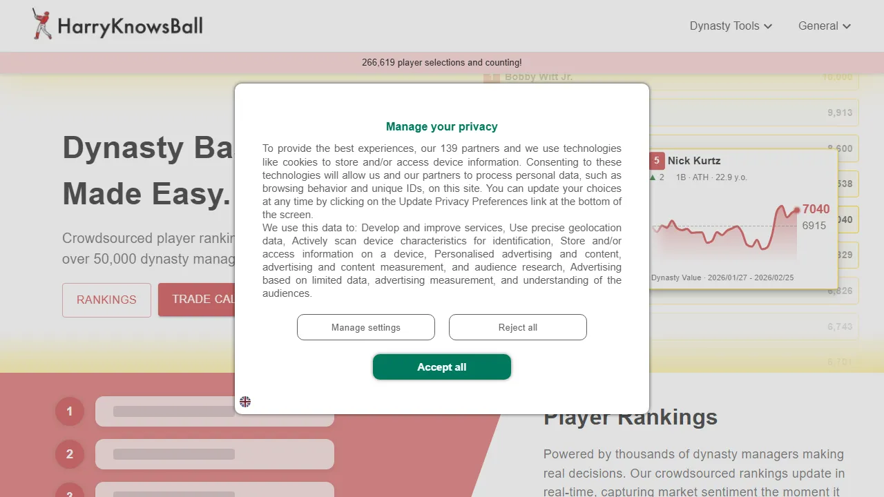 harryknowsball.com - Free Dynasty Sports Analysis Tools screenshot