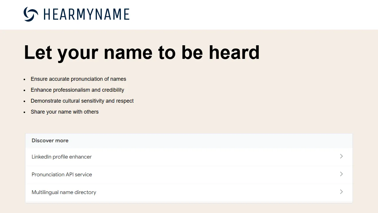 hearmyname.net - Online Name Pronunciation Tool for Accurate Audio screenshot