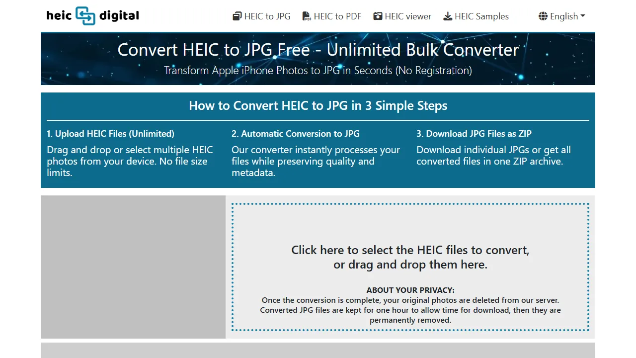 heic.digital - Convert HEIC Images to JPG and PDF screenshot