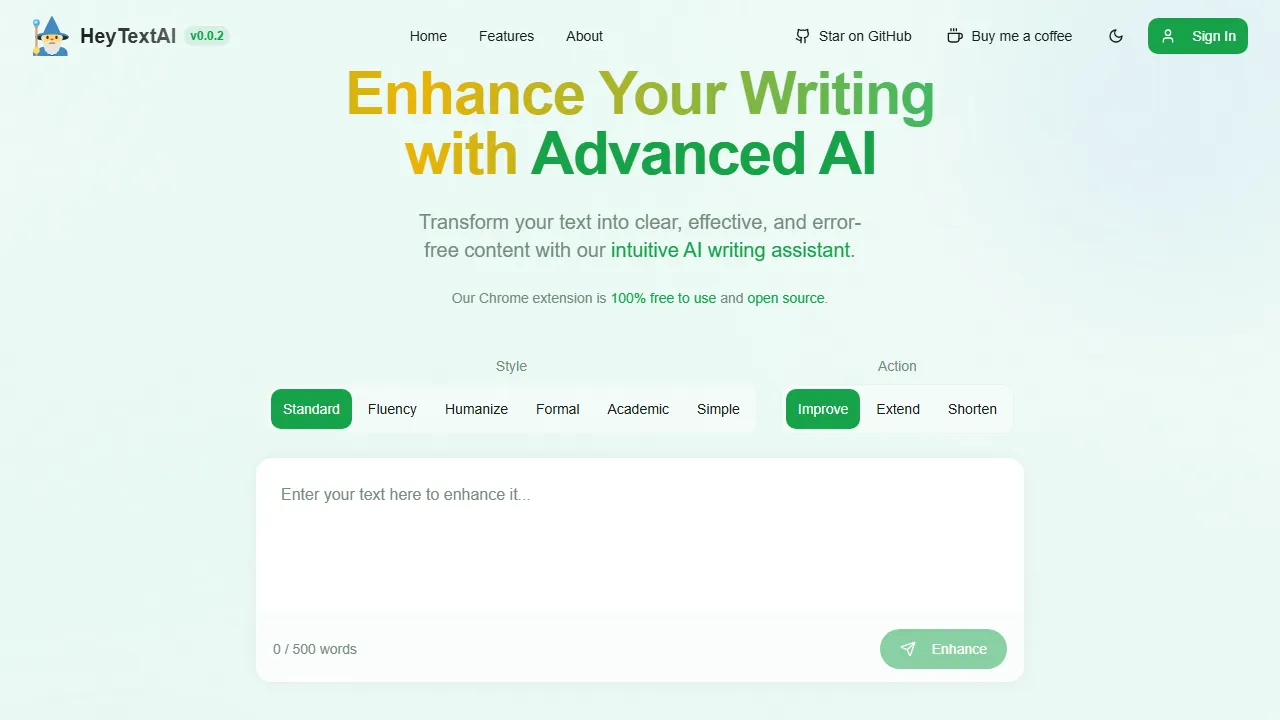 heytextai.com - AI Writing Assistant for Effortless Content Creation screenshot