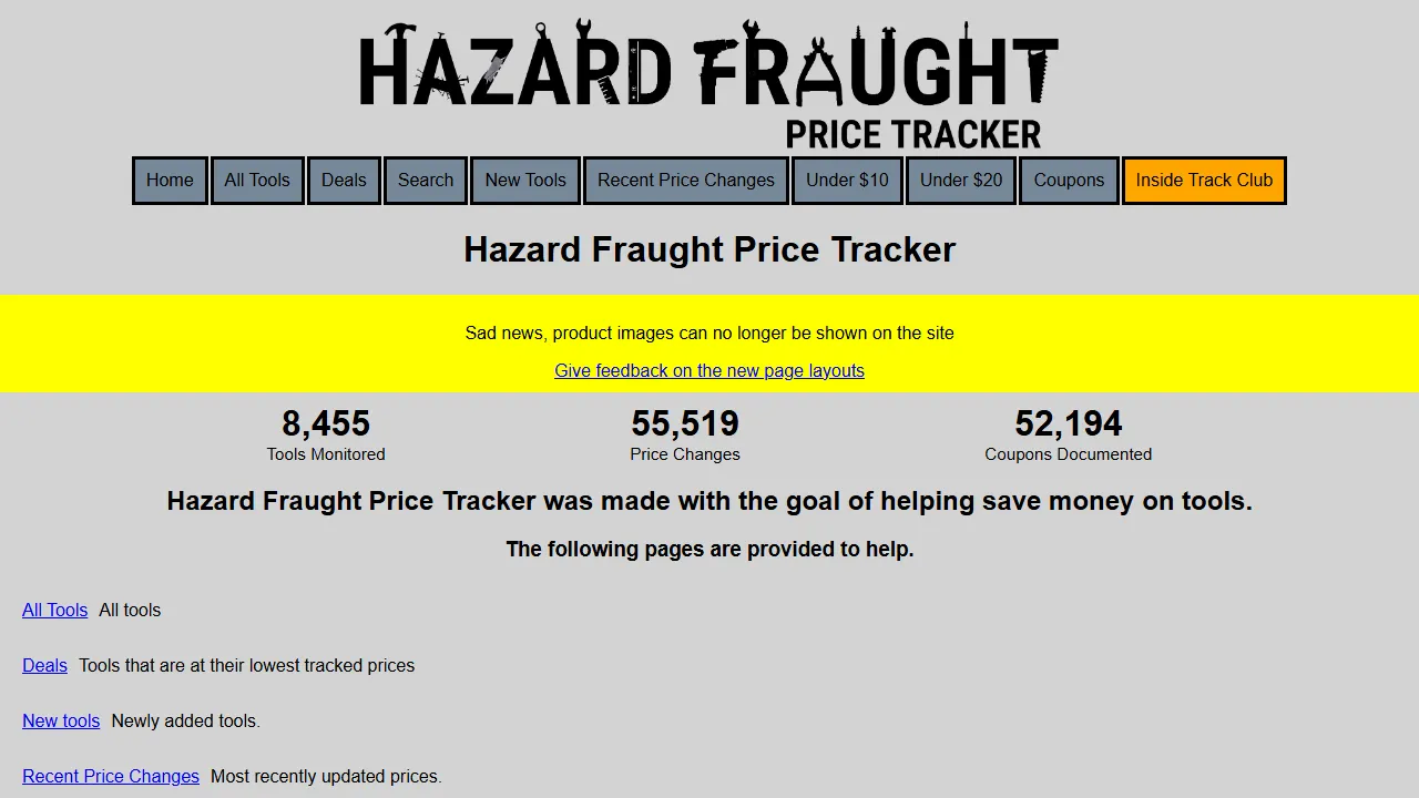 hfpricetracker.com - Price Tracking and Monitoring Tool screenshot