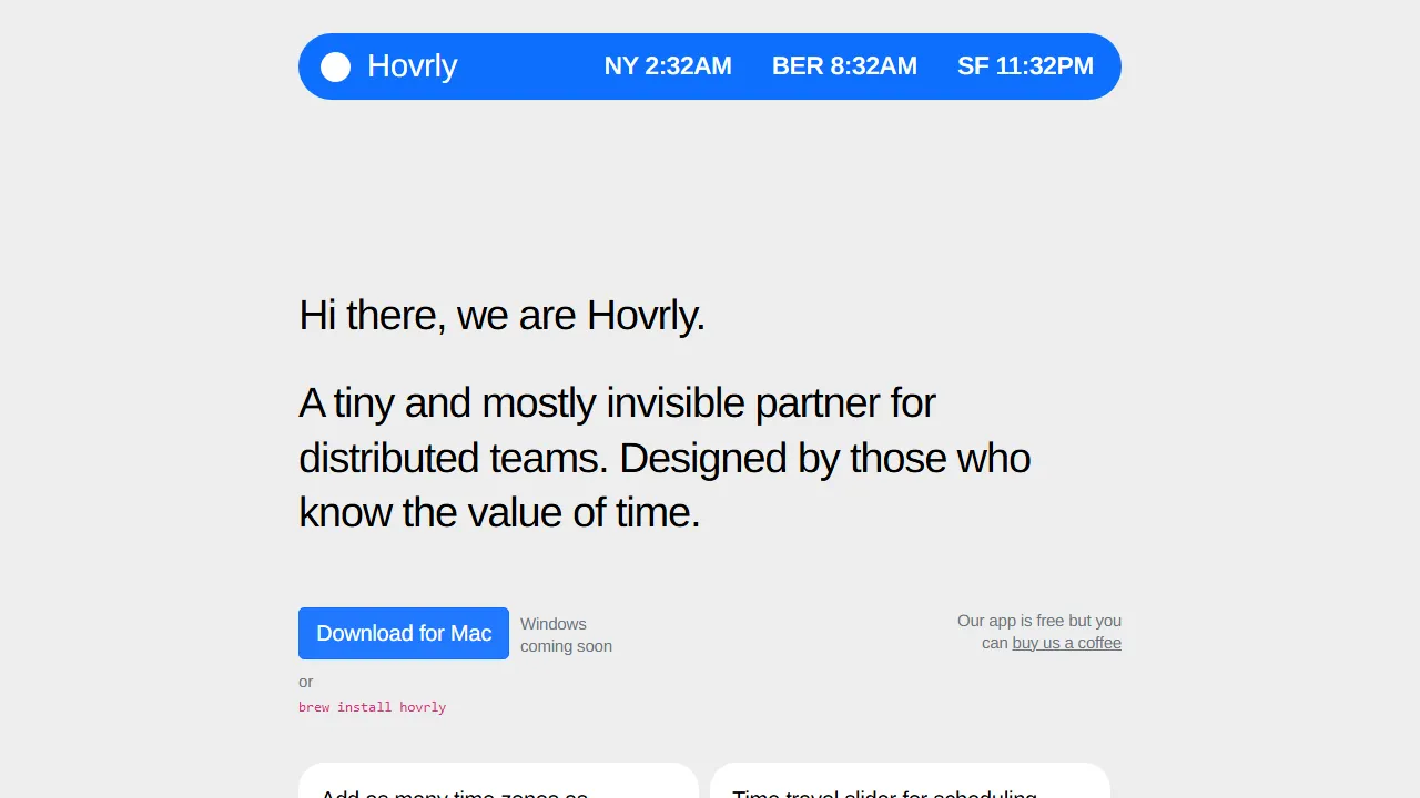 hovrly.com - World Clock for Distributed Teams screenshot