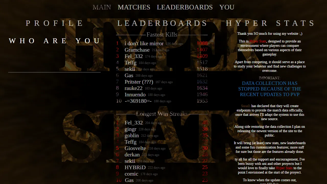 hyprst.at - Game Stats Tracker for HyperDemon screenshot