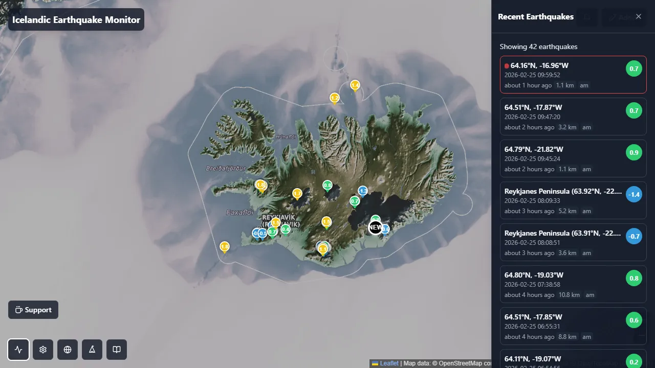 iceland-earthquake-tracker-4-0.vercel.app - Iceland Earthquake Tracker and Relief screenshot